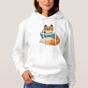 Fox as Nerd with Book & Glasses Hoodie