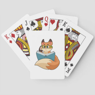 Fox as Nerd with Book & Glasses Playing Cards
