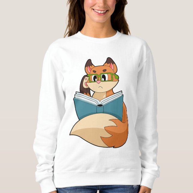 Fox as Nerd with Book & Glasses Sweatshirt (Front)