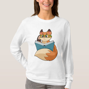 Fox as Nerd with Book & Glasses T-Shirt
