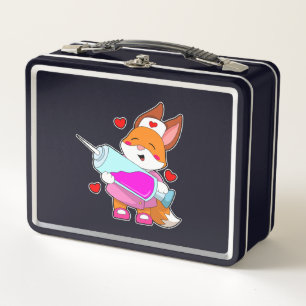 Fox as Nurse with Syringe Metal Lunch Box
