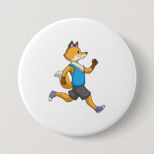 Fox as Runner at Running 3 Inch Round Button