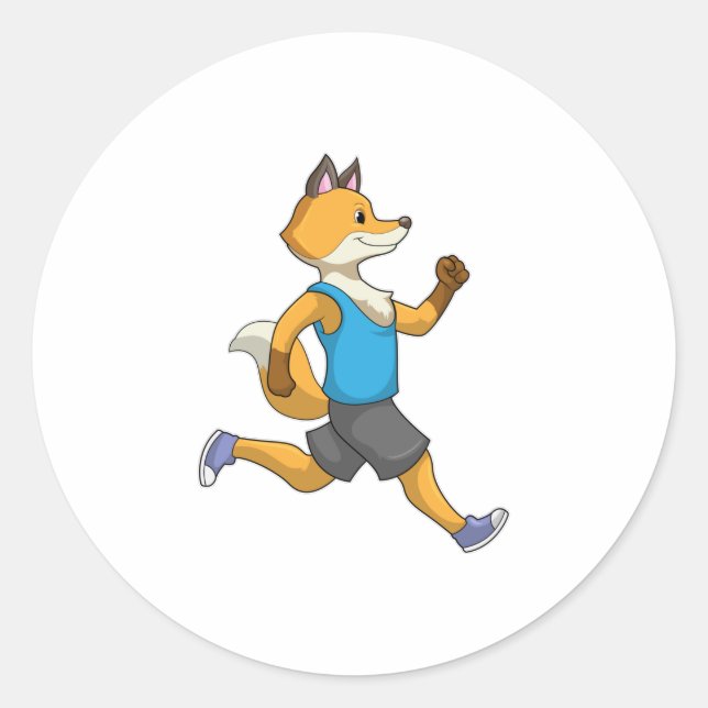 Fox as Runner at Running Classic Round Sticker (Front)
