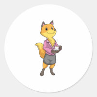 Fox as Secretary with Coffee Cup
