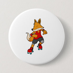 Fox as Skater with Roller skates 3 Inch Round Button