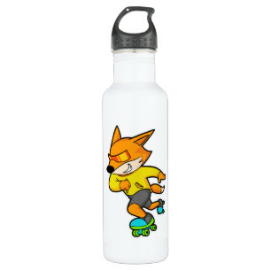 Fox as Skater with Roller skates 710 Ml Water Bottle