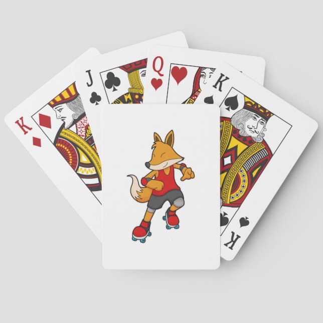 Fox as Skater with Roller skates Playing Cards (Back)