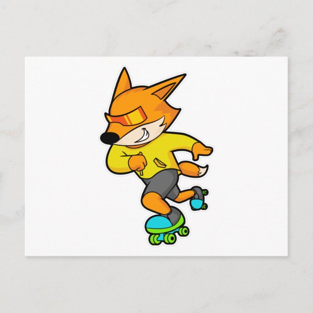 Fox as Skater with Roller skates Postcard (Front)