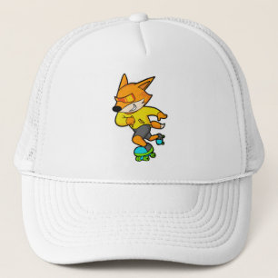Fox as Skater with Roller skates Trucker Hat
