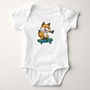 Fox as Skater with Skateboard Baby Bodysuit