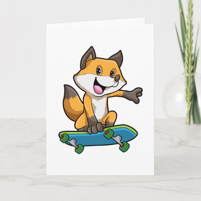Fox as Skater with Skateboard Card (Front)