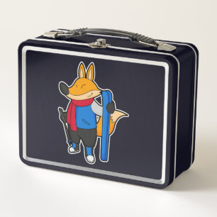 Fox as Skier with Ski Metal Lunch Box