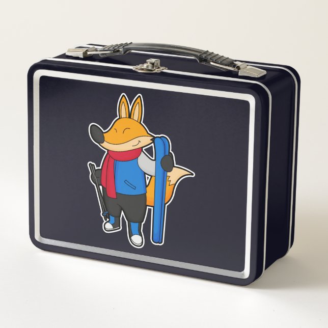 Fox as Skier with Ski Metal Lunch Box (Front)