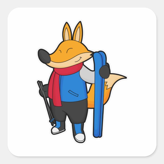 Fox as Skier with Ski Square Sticker (Front)