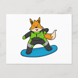Fox as Snowboarder with Snowboard Postcard