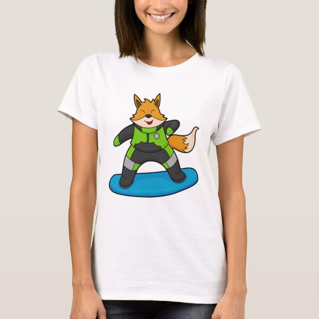 Fox as Snowboarder with Snowboard T-Shirt (Front)