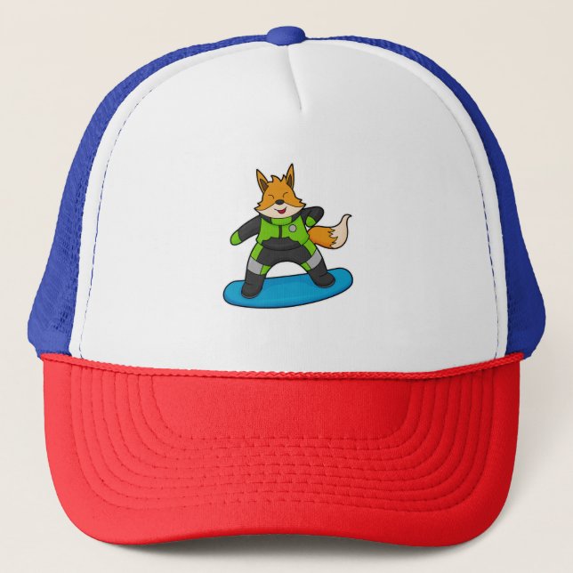 Fox as Snowboarder with Snowboard Trucker Hat (Front)
