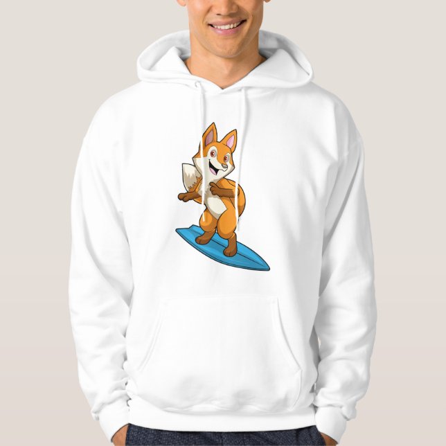 Fox as Surfer with Surfboard Hoodie (Front)