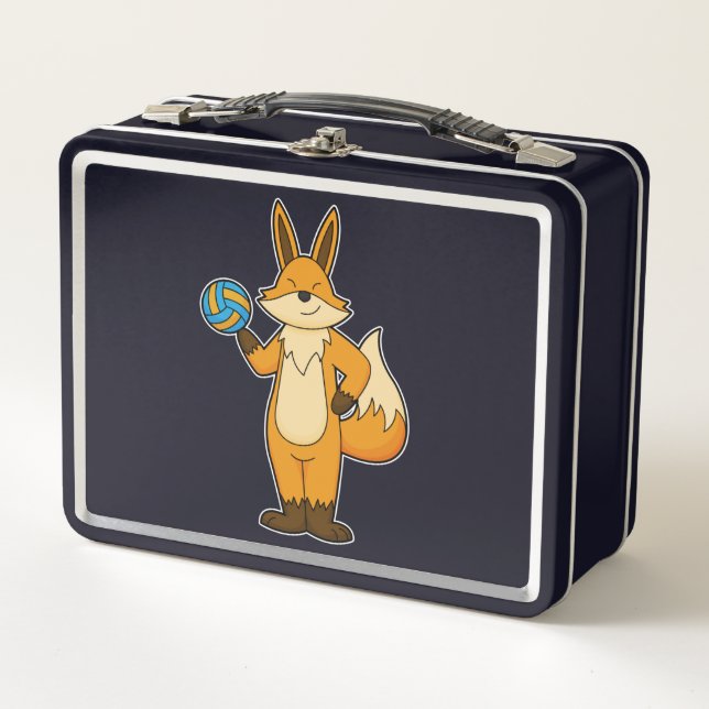 Fox as Volleyball player with Volleyball Metal Lunch Box (Front)