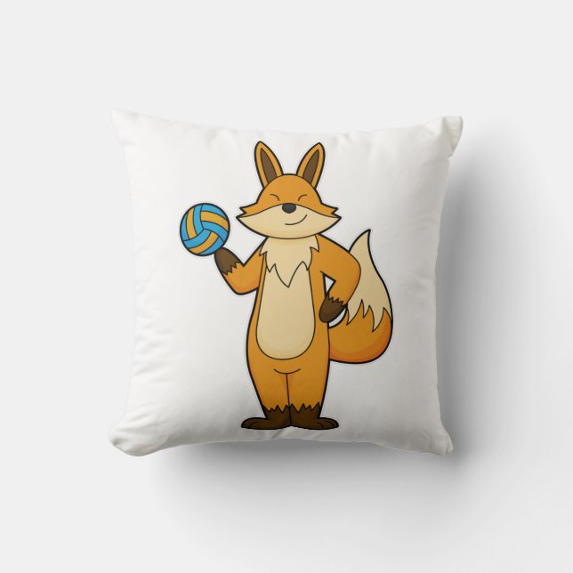Fox as Volleyball player with Volleyball Throw Pillow (Front)