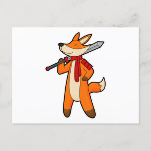 Fox as Warrior with Sword & Scarf Postcard
