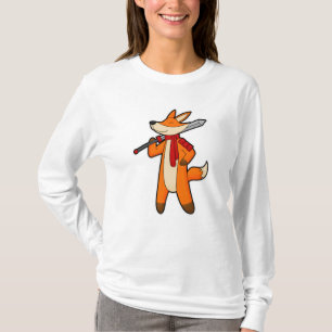 Fox as Warrior with Sword & Scarf T-Shirt