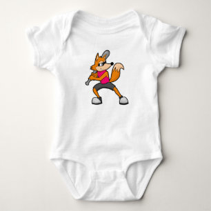 Fox at Baseball with Baseball bat Baby Bodysuit