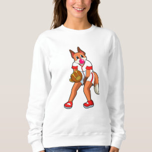 Fox at Baseball with Baseball glove Sweatshirt