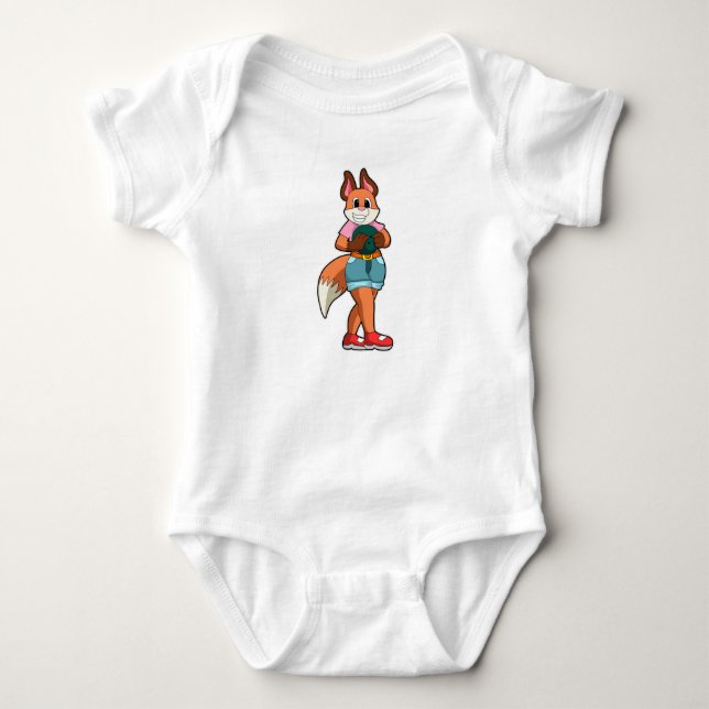 Fox at Bowling with Bowling ball Baby Bodysuit (Front)