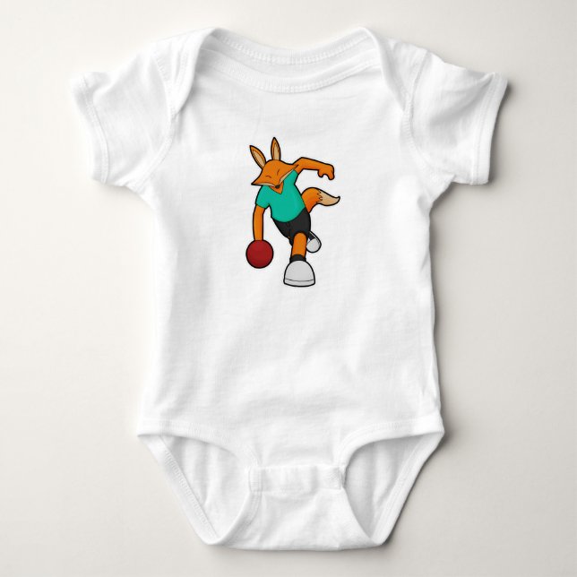 Fox at Bowling with Bowling ball Baby Bodysuit (Front)