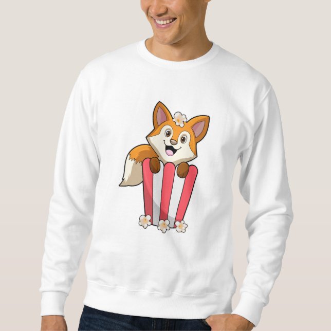 Fox at Eating with Popcorn Sweatshirt (Front)