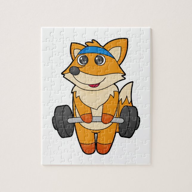 Fox at Fitness with Barbell Jigsaw Puzzle (Vertical)