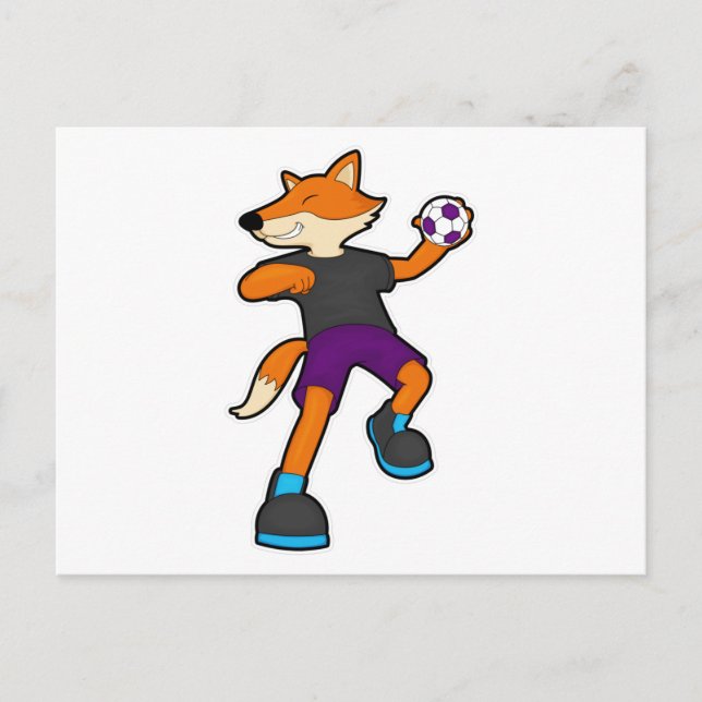 Fox at Handball player with Handball Postcard (Front)