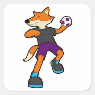 Fox at Handball player with Handball Square Sticker