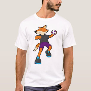 Fox at Handball player with Handball T-Shirt