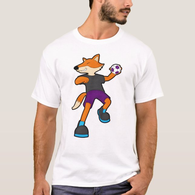 Fox at Handball player with Handball T-Shirt (Front)