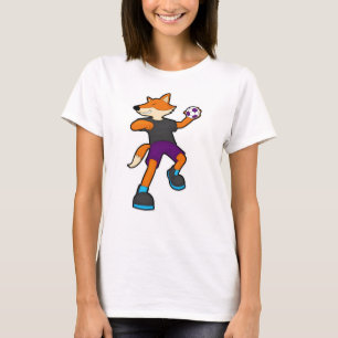 Fox at Handball player with Handball T-Shirt
