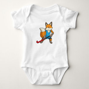 Fox at Hockey with Hockey bat Baby Bodysuit