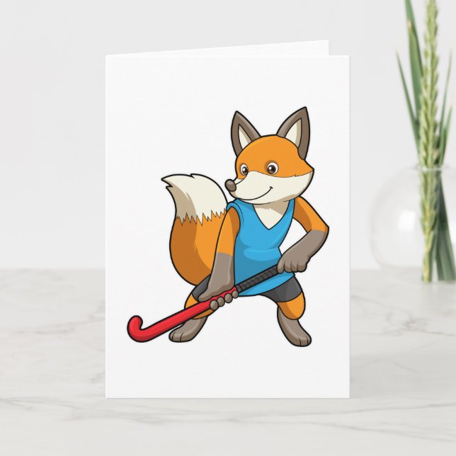 Fox at Hockey with Hockey bat Card (Front)