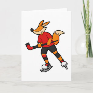 Fox at Hockey with Hockey stick Card