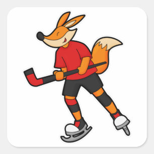 Fox at Hockey with Hockey stick Square Sticker