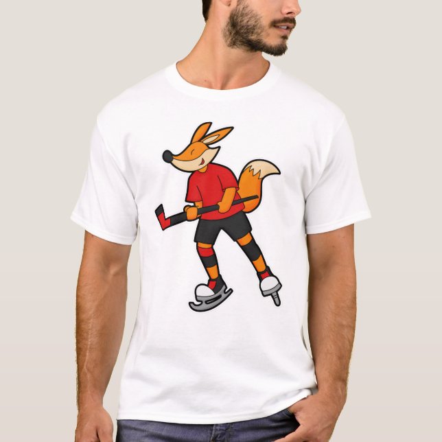 Fox at Hockey with Hockey stick T-Shirt (Front)