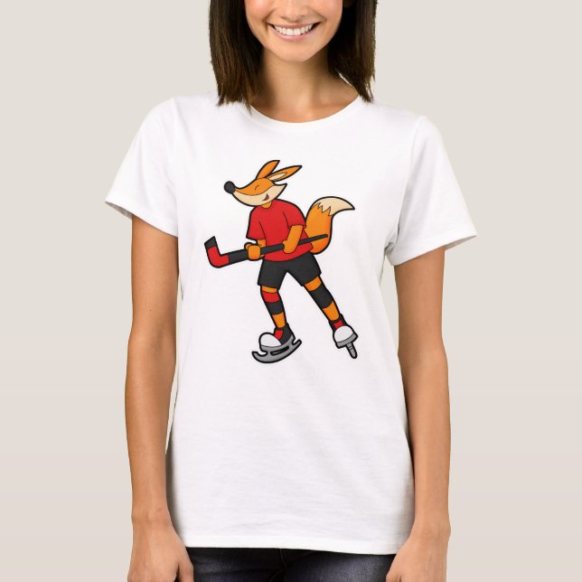 Fox at Hockey with Hockey stick T-Shirt (Front)
