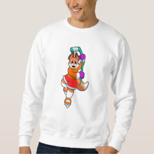 Fox at Ice hockey with Ice hockey stick Sweatshirt