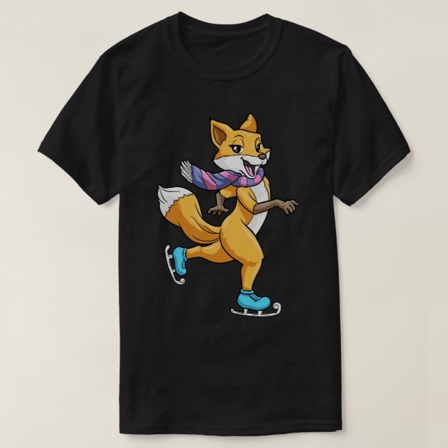 Fox at ice skating with ice skates 2 T-Shirt (Design Front)