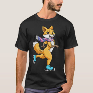 Fox at ice skating with ice skates 2 T-Shirt