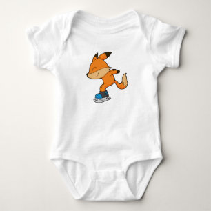 Fox at Ice skating with Ice skates Baby Bodysuit