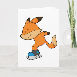 Fox at Ice skating with Ice skates Card
