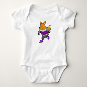 Fox at Ice skating with Ice skates & Glasses Baby Bodysuit