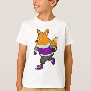 Fox at Ice skating with Ice skates & Glasses T-Shirt